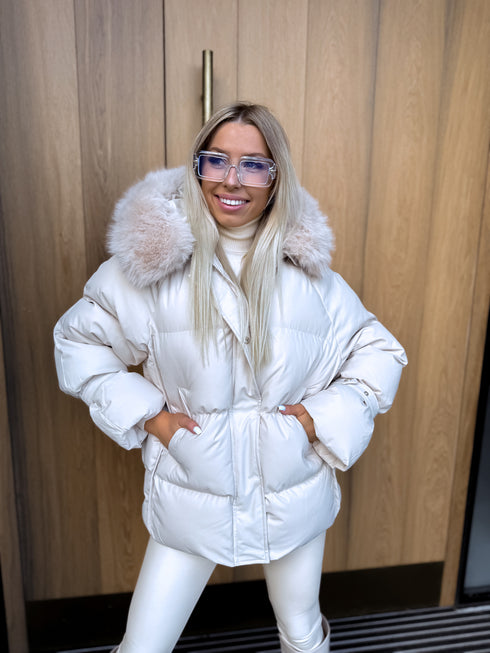Puffy, short jacket "FUSION AD611" - BEIGE PRE-ORDER